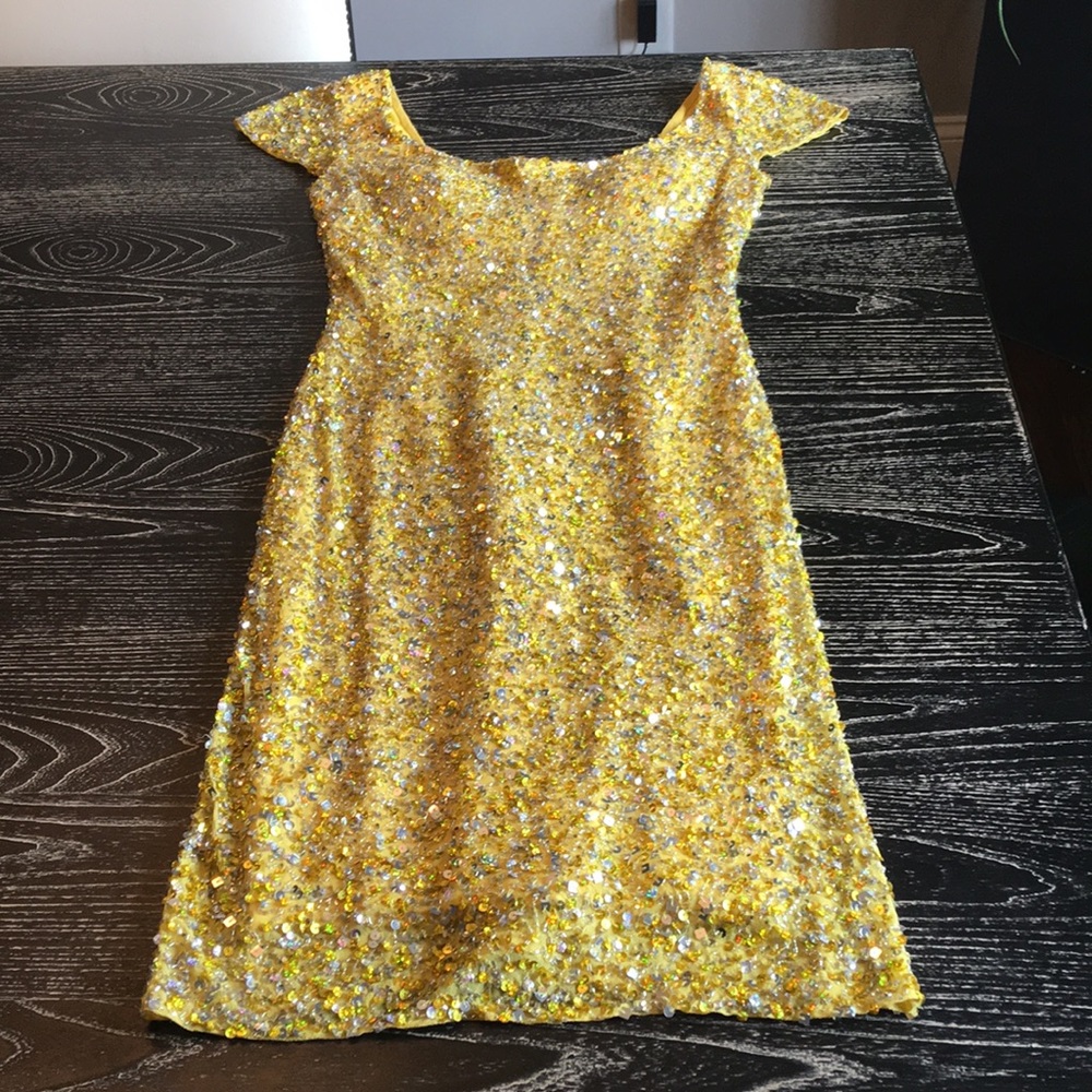 SCALA Runway Yellow Sequence Dress